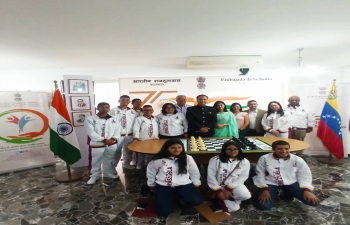 As part of Azadi Ka Amrit Mahotsav, a reception hosted at the Embassy for the Venezuelan participants of the 44th Chess Olympiad to be held in Mahabalipuram,  Tamil Nadu in India from 28 July, 2022